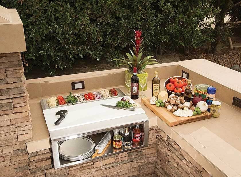 Alfresco 30" Pizza Prep and Garnish Rail with Food Pans