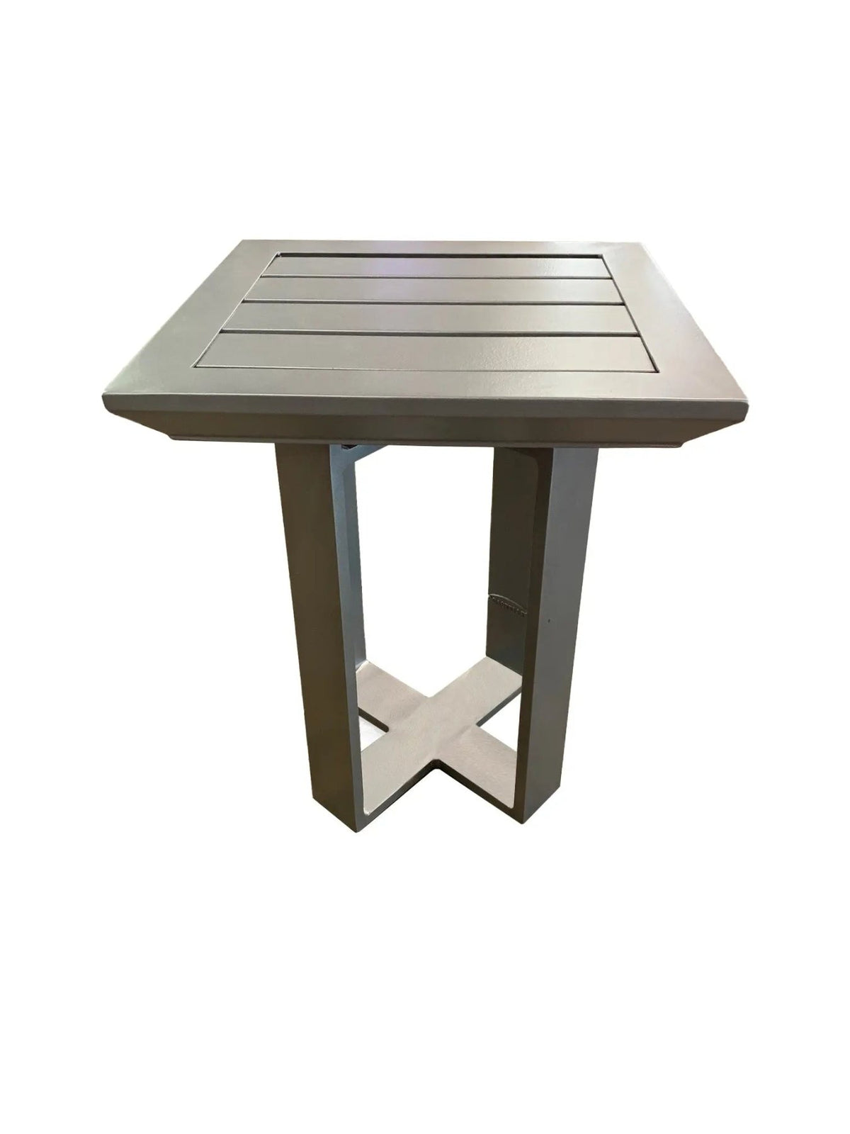 Castelle Moderna 16" Square Side Table with Slat Top in Platinum Tex Finish