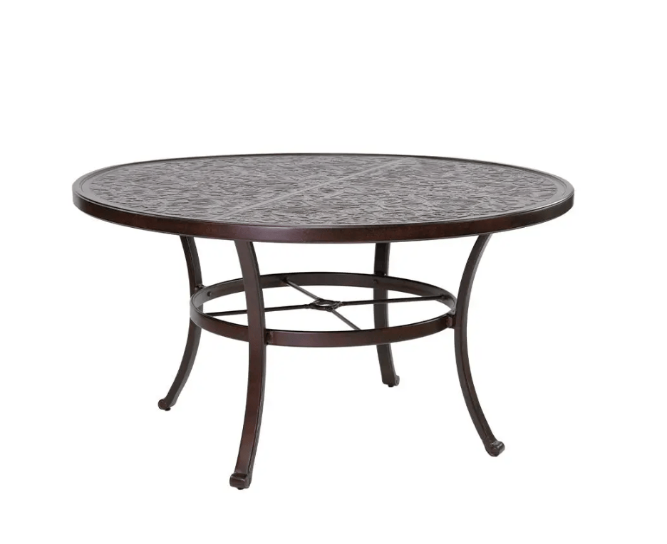Castelle Vintage 54" Round Dining Table with Live Edge Mahogany Top and Antique Walnut Finish