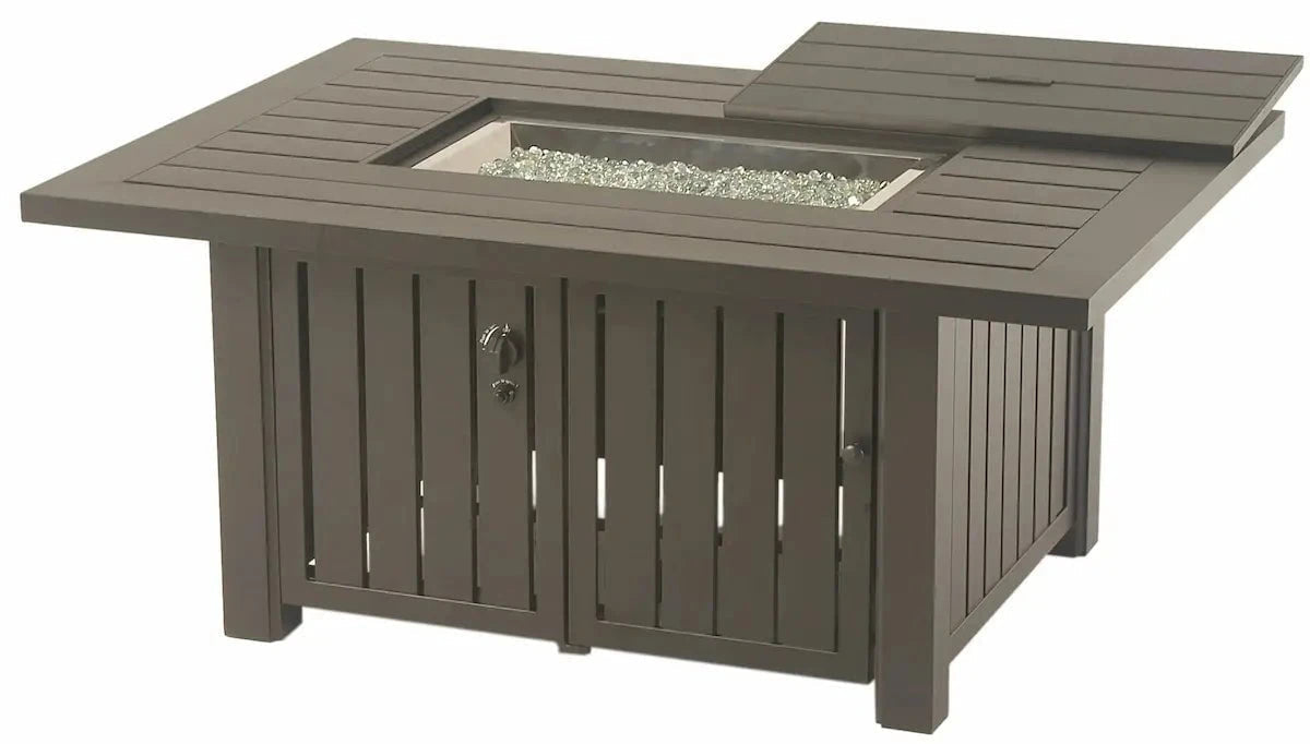 Hanamint Sherwood 39" x 56" Rectangular Enclosed Gas Fire Pit Coffee Table