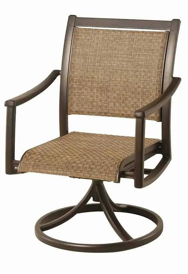 Hanamint Stratford Sling Dining Swivel Rocker with Augustine Pewter Sling