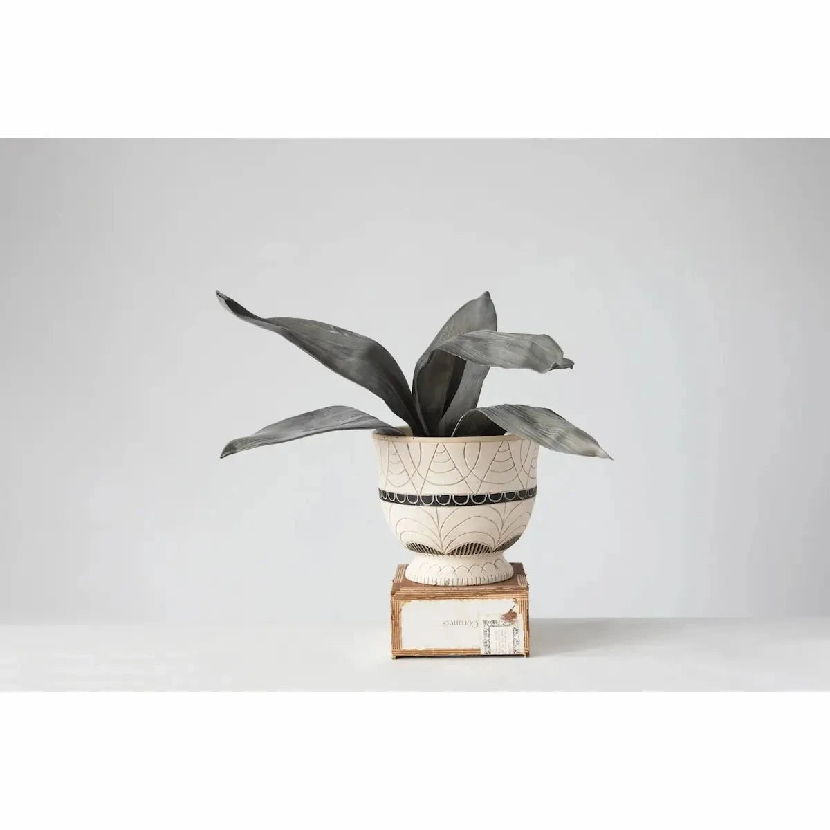 Hand Painted Terra Cotta Footed Planter