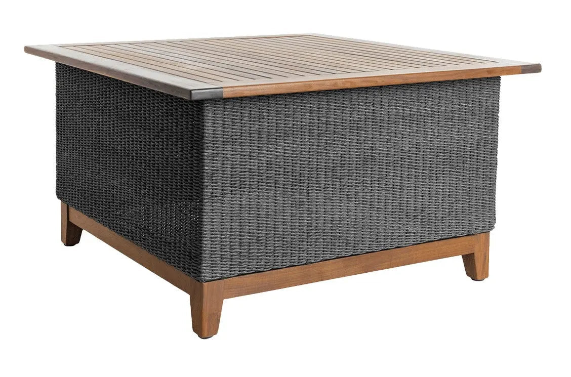 Jensen Outdoor Coral Square Chat Table in Gray Weave