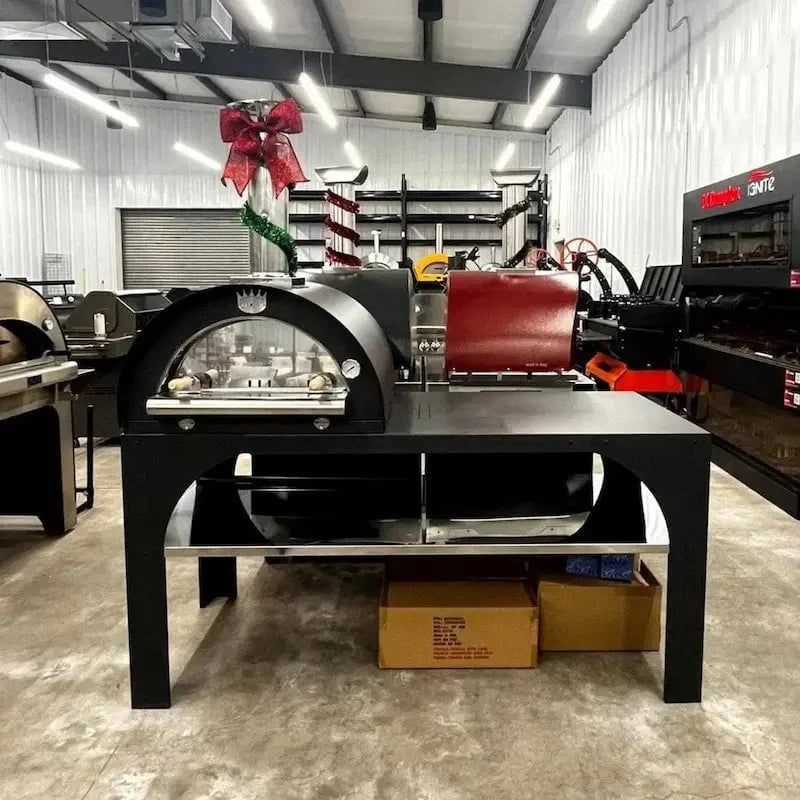 Local Special, Clementi Family 60x60 (24"x24") Wood Fired Pizza Oven in Gray, on Party Table