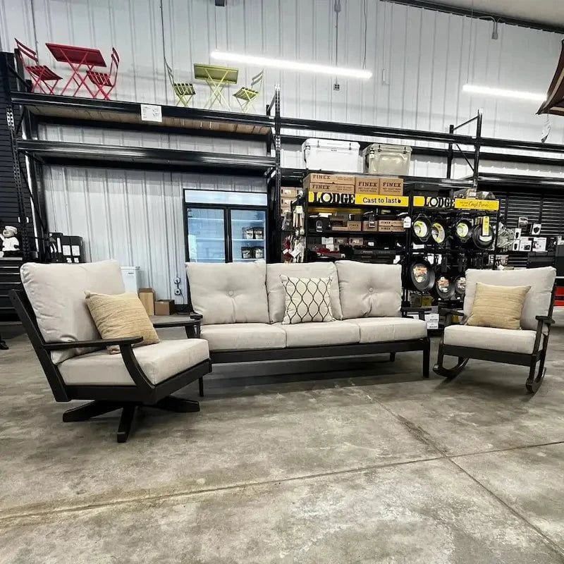 Local Special, Polywood Braxton Lounge Set, Vintage Coffee Frames, Essential Sand Cushions, Floor Model