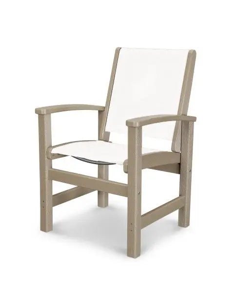 POLYWOOD Coastal Dining Sling Chair Vintage Sahara with White Sling