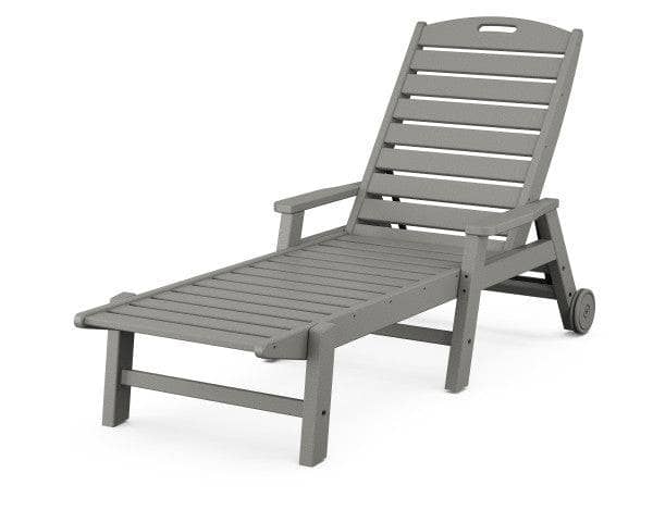 POLYWOOD Nautical Chaise with Arms and Wheels in Slate Grey