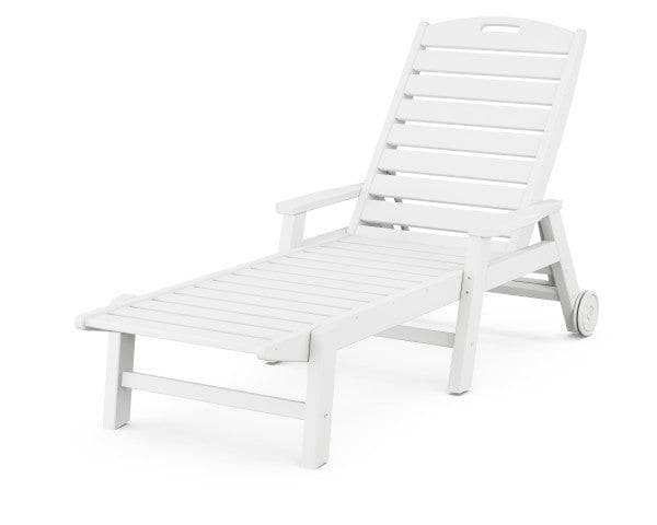 POLYWOOD Nautical Chaise with Arms and Wheels in White
