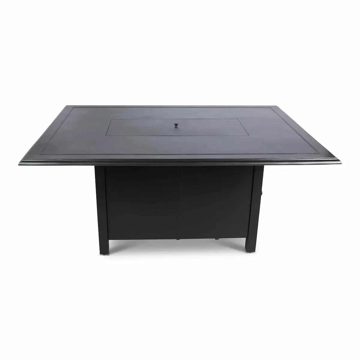 Woodard 42" x 60" Solid Cast with Beaded Edge Rectangular Chat Fire Table in Pewter and Black