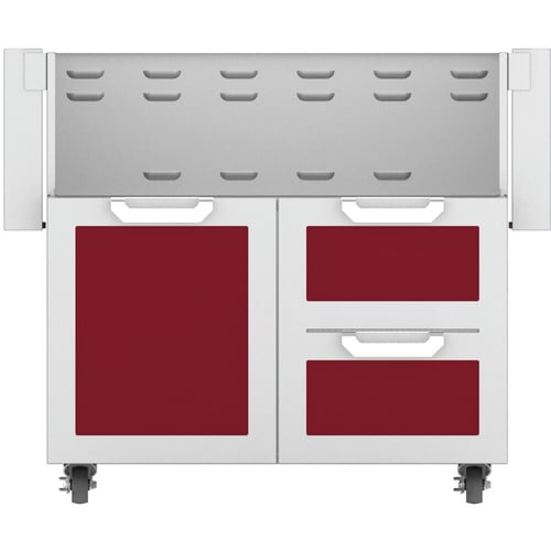 Hestan 36" Grill Cart Single Door &amp; Double Drawer Soft Close - Burgundy