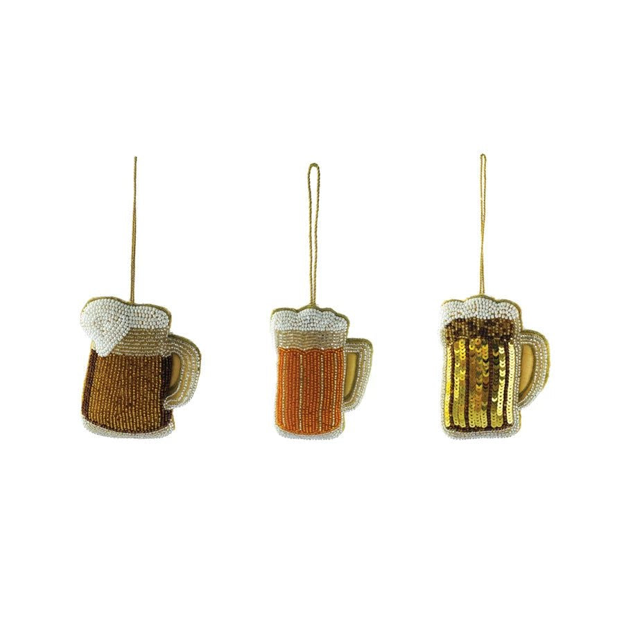 Glass Bead and Sequins Beer Glass Ornaments
