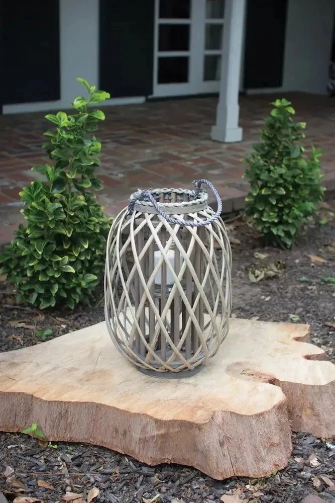 Grey Willow Lanterns with Glass