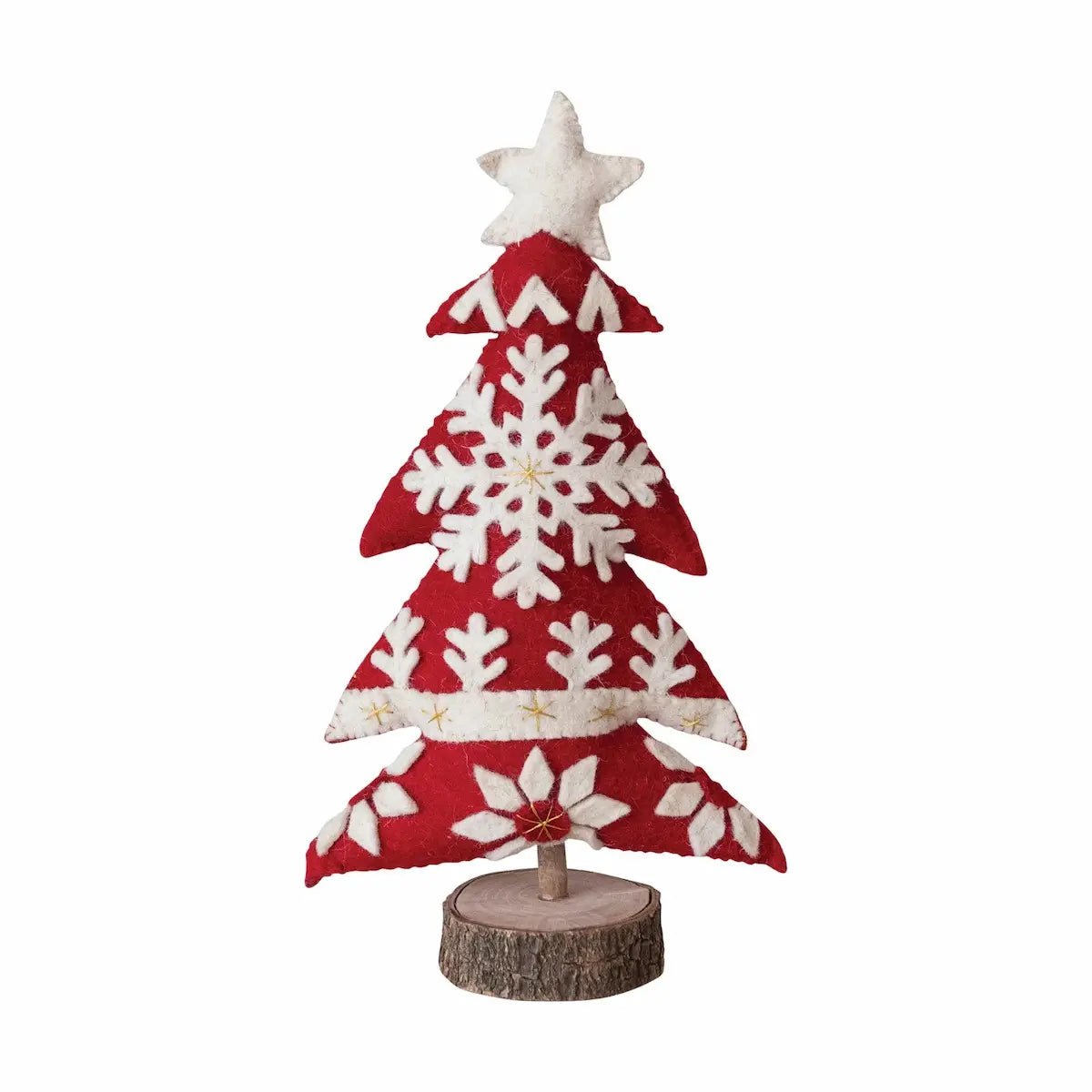Handmade Wool Felt Red &amp; White Christmas Trees