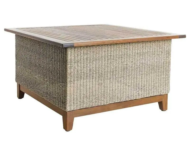 Jensen Outdoor Coral Square Chat Table in Natural Weave