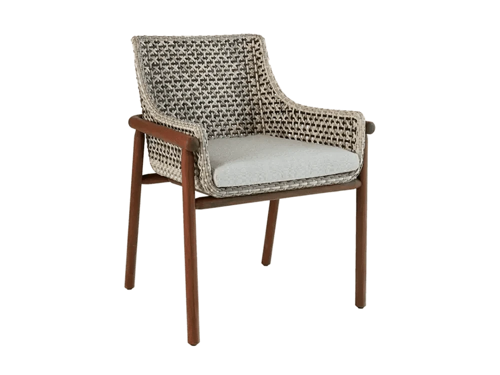 Jensen Outdoor Forte Dining Arm Chair with Linen Silver Cushions | FLOOR MODEL
