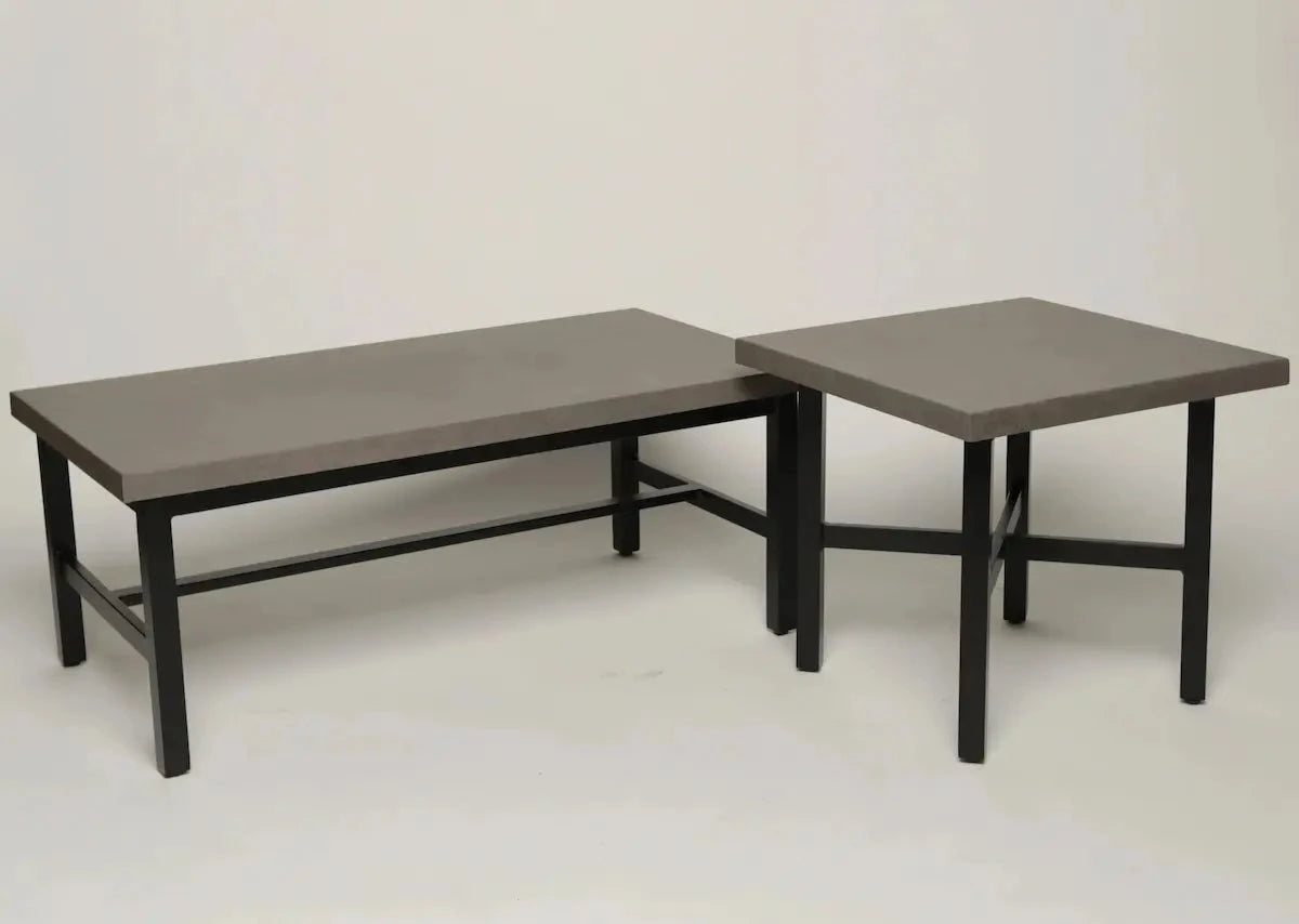 Local Special, Patio Renaissance, Athena, End Table &amp; Coffee Table Set, Ebony Finish, Faux Concrete Top