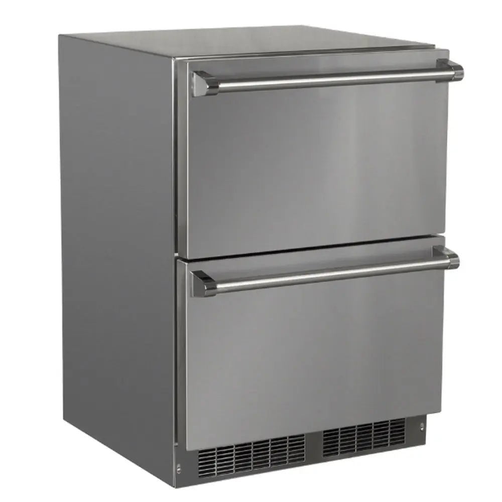 Marvel 24" Outdoor Built-in Refrigerated Drawers, Solid Stainless Steel Drawers with Lock
