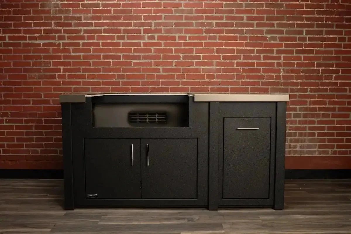 All Things BBQ Custom 71” Outdoor Kitchen Island in Graphite with Concrete Style Top