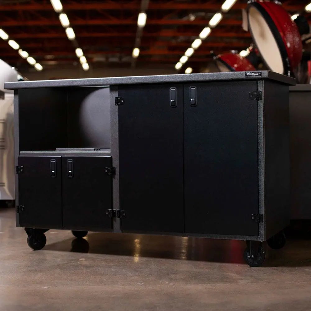 Wellspring Alpha Series Grill Cabinet for Kamado Joe Big Joe, Tuxedo Black Frame, Black Doors and Black Hardware