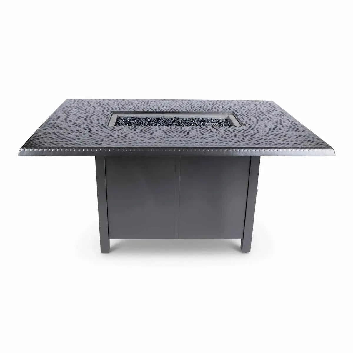 Woodard 42" x 60" Dining Height Fire Table with Hammered Top in Pewter Finish