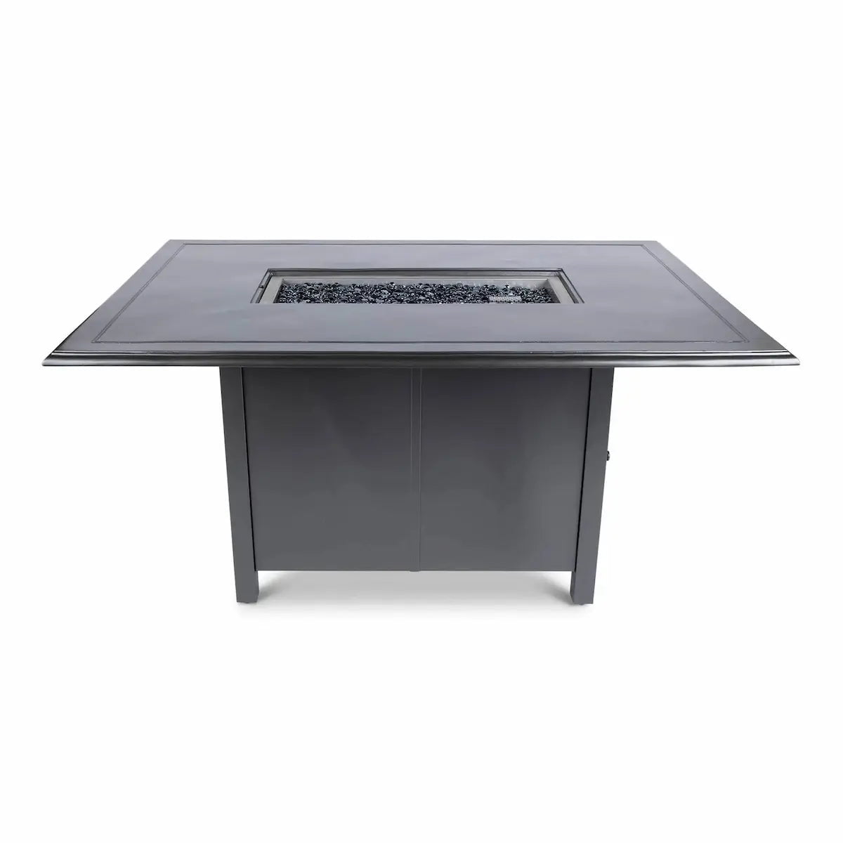 Woodard 42" x 60" Solid Cast with Bead Edge Dining Height Fire Table in Pewter