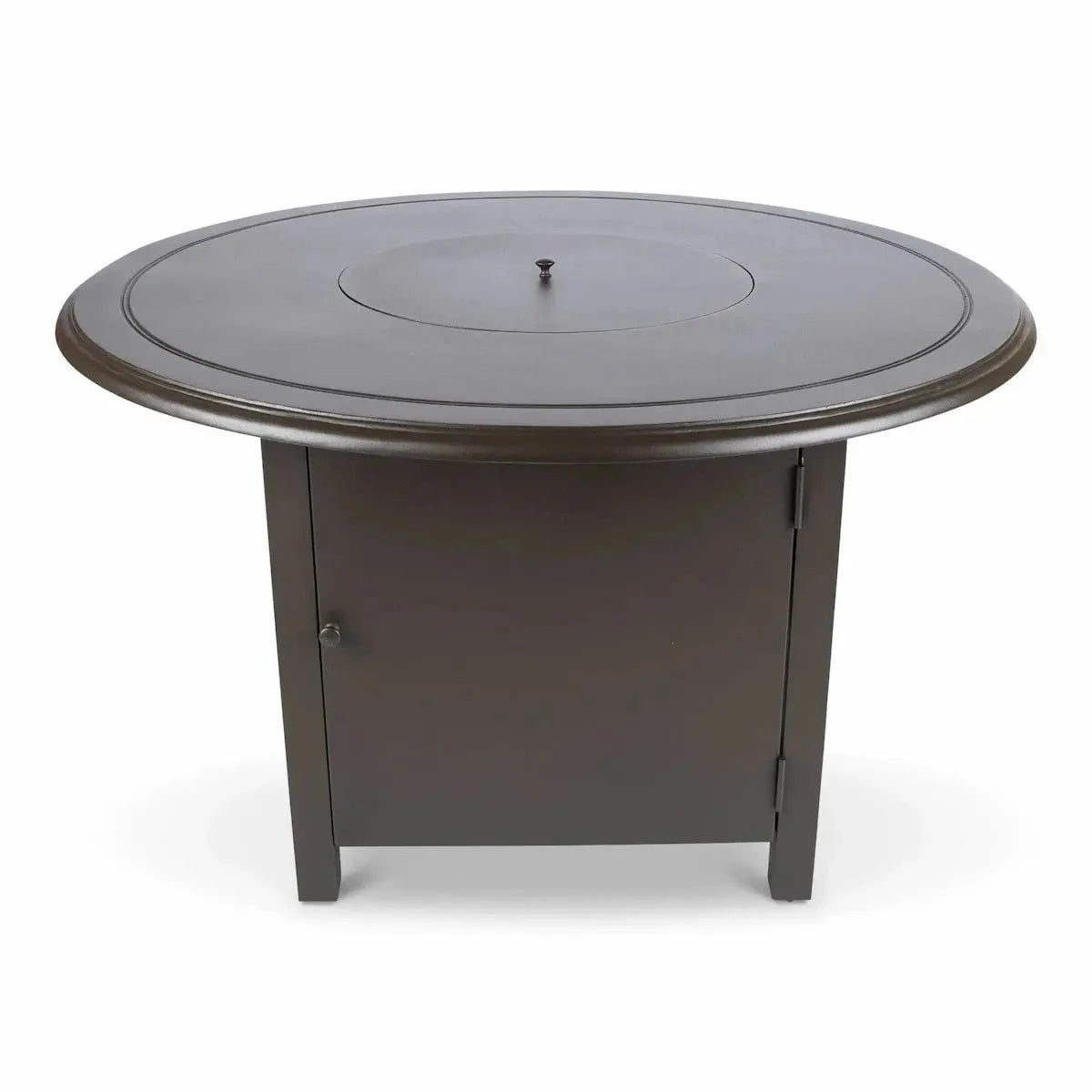 Woodard 48" Round Solid Cast with Beaded Edge Dining Fire Table in Aztec Bronze