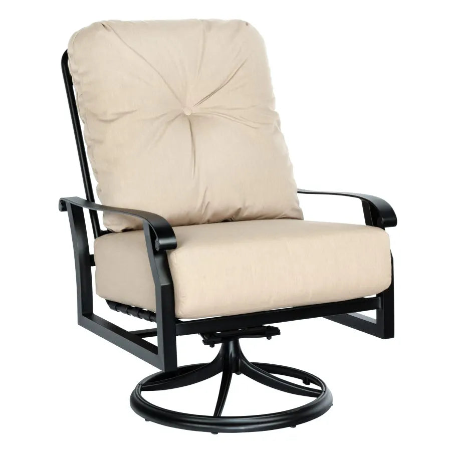 Woodard Cortland Cushion XL Big Man Swivel Rocker with Twilight Frame and Chartres Malt Fabric
