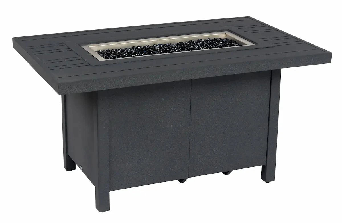 Woodard Rectangular Fire Table with Tri-Slat Top in Twilight Finish